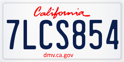 CA license plate 7LCS854