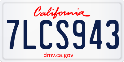 CA license plate 7LCS943