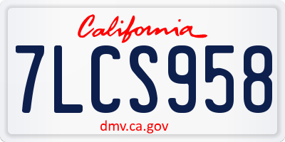 CA license plate 7LCS958