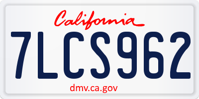 CA license plate 7LCS962