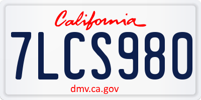 CA license plate 7LCS980