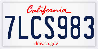CA license plate 7LCS983