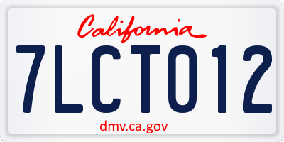 CA license plate 7LCT012