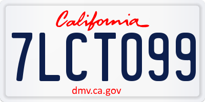 CA license plate 7LCT099