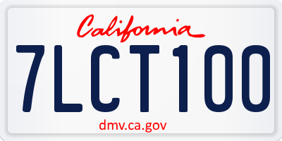 CA license plate 7LCT100