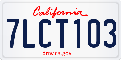 CA license plate 7LCT103