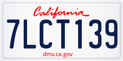 CA license plate 7LCT139