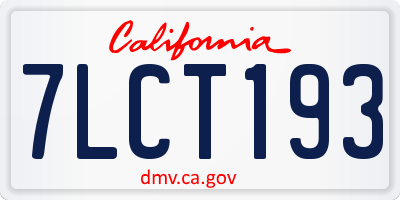 CA license plate 7LCT193