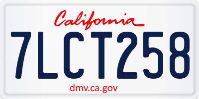 CA license plate 7LCT258