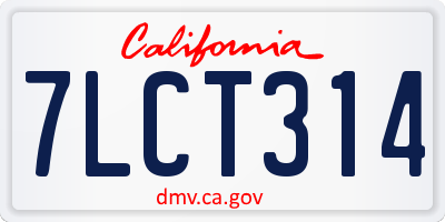 CA license plate 7LCT314