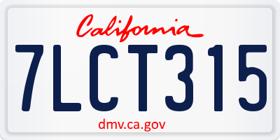 CA license plate 7LCT315