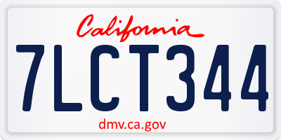 CA license plate 7LCT344