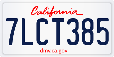CA license plate 7LCT385