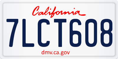 CA license plate 7LCT608
