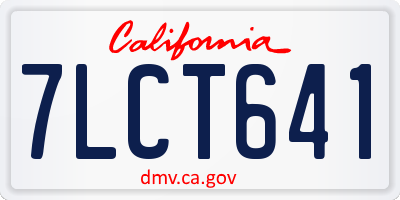 CA license plate 7LCT641