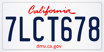 CA license plate 7LCT678