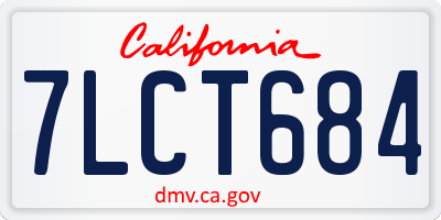 CA license plate 7LCT684