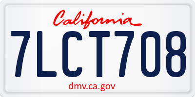 CA license plate 7LCT708