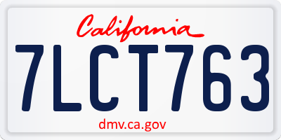 CA license plate 7LCT763