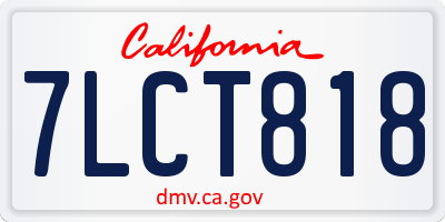 CA license plate 7LCT818