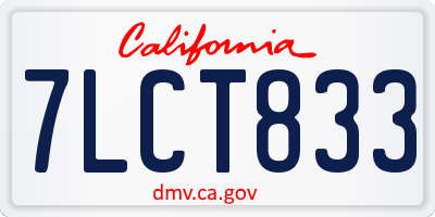 CA license plate 7LCT833