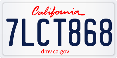 CA license plate 7LCT868