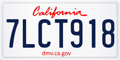 CA license plate 7LCT918