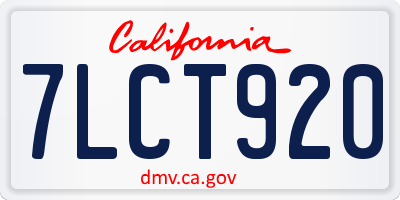 CA license plate 7LCT920