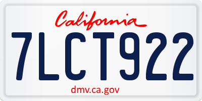 CA license plate 7LCT922