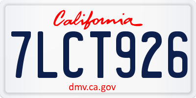 CA license plate 7LCT926