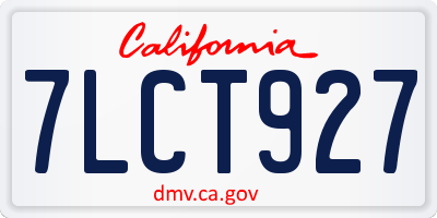 CA license plate 7LCT927