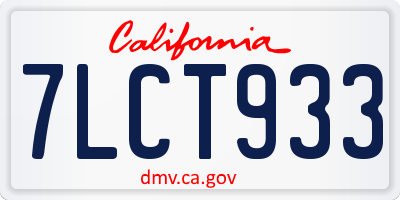CA license plate 7LCT933