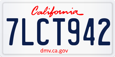 CA license plate 7LCT942