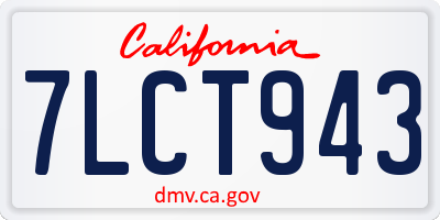 CA license plate 7LCT943
