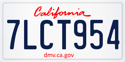 CA license plate 7LCT954