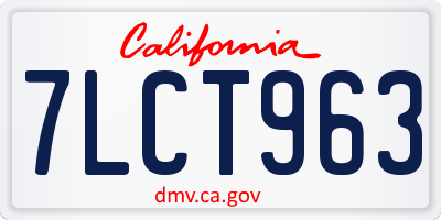 CA license plate 7LCT963