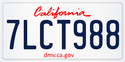 CA license plate 7LCT988