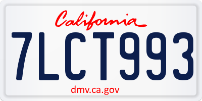CA license plate 7LCT993