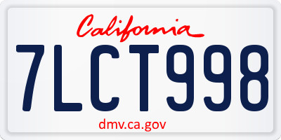 CA license plate 7LCT998
