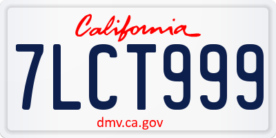 CA license plate 7LCT999
