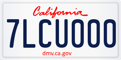 CA license plate 7LCU000