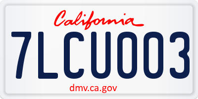 CA license plate 7LCU003