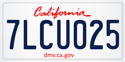 CA license plate 7LCU025