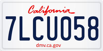 CA license plate 7LCU058