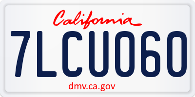 CA license plate 7LCU060