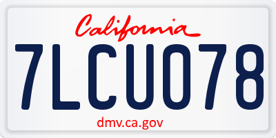 CA license plate 7LCU078