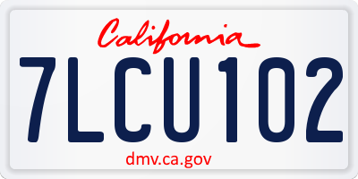 CA license plate 7LCU102
