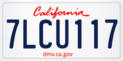 CA license plate 7LCU117