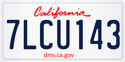 CA license plate 7LCU143