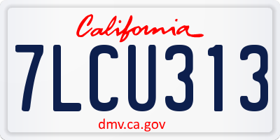 CA license plate 7LCU313